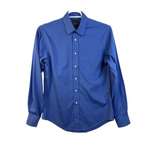 Jos A Banks Travelers Collection Shirt Men 15.5 35 Slim Fit Blue Business Work